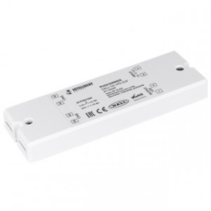 INTELLIGENT ARLIGHT Диммер DALI-101-PD-SUF (12-24V, 10A) 026495, DALI диммер на 1 адрес, для одноцветных светодиодных лент, 1 канал. Управляется сигналом DALI или кнопками PUSH DIM. Питание\выход 12-24VDC. Макс.ток 1x10A. Высокая частота ШИМ 1500Гц, для ответственных применений. Макс. мощность 1x(120-240)W