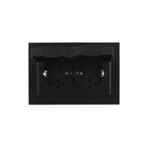 Розетка 2-м СП BRITE РСбш12-3-44-БрЧ 16А в сборе IP44 с крышкой черн. BR-R26-16-44-K02-F