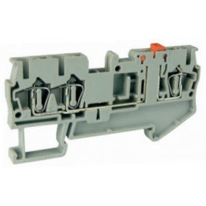 Клемма с размыкателем UJ5-2.5/1X2SK, Клемма с ножевым размыкателем, 3 точки подключения, тип фиксации провода: пружинный, номинальное сечение: 2,5 мм кв., 16A, 400V, ширина: 5,2 мм, цвет: серый, тип монтажа: DIN35