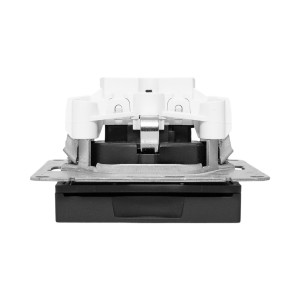 Механизм розетки, 16А, IP44, с заземлением, со шторками, c крышкой, ч-рный Эпика EKF UP1-SOB-111-44