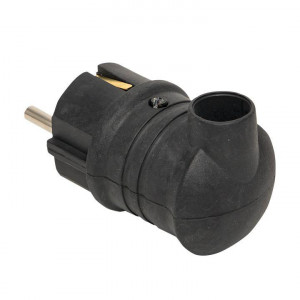 Вилка угловая 16А 2P+PE 230В IP44 каучук черн. PROxima RPS-017-16-230-44-r