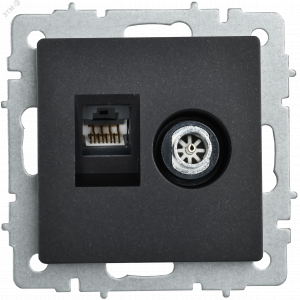 Розетка компьютерная + телевизионная 2-м Brite РТВ/РК12-БрЧ RJ45 кат.5E + TV черн. BR-AK20-1-K02