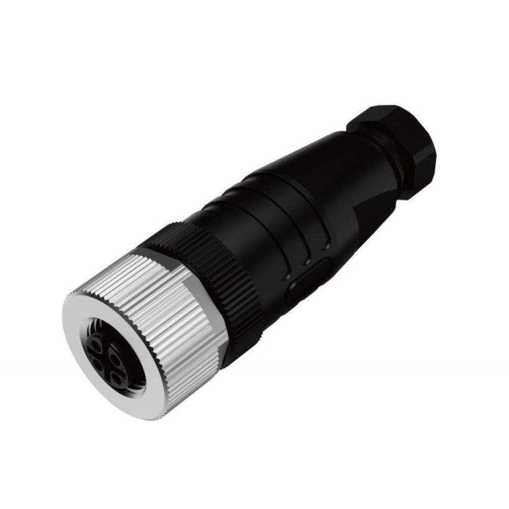 Изображение товара Розеточный разъем M12 4-полюса, прямой, корпус цинк, 4А 250V