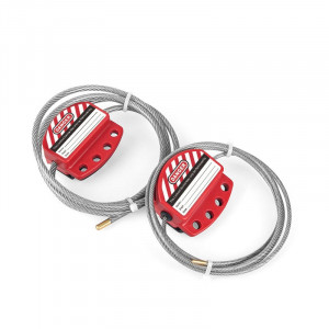 gwrL11-6, Блокиратор тросовый, стальной трос в ПВХ-оболочке, материал зажима – поликарбонат, длина троса – 1.8 м, диаметр троса – 6 мм, цвет – красный, 1 шт/упак