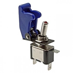 SAC-01 BLUE ASW-07D R-LED, Тумблер ON-OFF (3c) 25А 12В красная LED подсветка, с синим защитным колпачком SAC-01