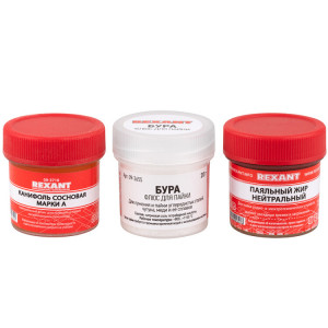 Набор К3 для пайки, «твердый флюс» (канифоль, флюс БУРА, паяльный жир) 09-3742