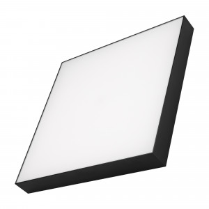 Светильник SP-QUADRO-S500x500-50W Day4000 (BK, 120 deg, 230V) 034801, Накладной светильник. Мощность 50 Вт, св. поток 4100-4400 лм, 80-90 лм/Вт, дневной 4000 K, CRI>90, угол 120°, напряжение питания 230 В. Черный квадратный корпус из алюминия, экран PC, степень защиты IP40. Размер: длина 500 мм, ширина 500 мм, высота 64 мм.
