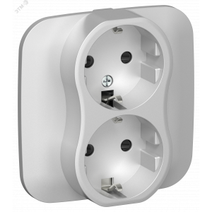 FLITE Розетка 2-местная с заземлением с защитными шторками безвинтовое крепление 16А в сборе РСш12-1-А-ФлА алюминий IEK FI-R24A-16-1-K47