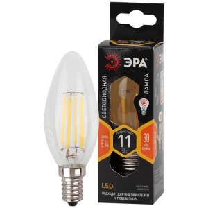 Лампа светодиодная филаментная F-LED B35-11w-827-E14 B35 11Вт свеча E14 тепл. бел. ЭРА Б0046985