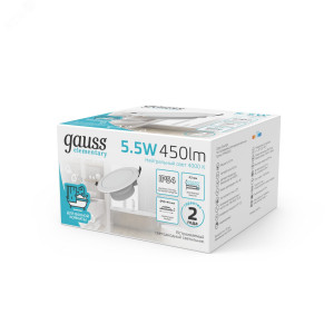 Светильник Elementary Downlight круг 5,5W 450lm 4000K 185-250V IP54 95*45 монтаж белый LED 1/40 999420205