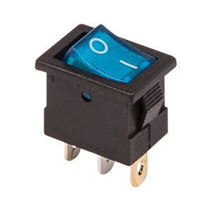 36-2171 Выключатель клавишный 12V 15А (3с) ON-OFF синий с подсветкой Mini (RWB-206-1, SC-768) REXA