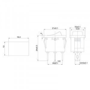 RWB-206-1 красный, Выключатель клавишный с подсветкой ON-OFF (3c) 15А 12В
