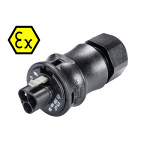 Разъем RST20I3SXS1 ZR1 V  SW, Взрывозащищенный вилочный разъем на кабель диам. 6-10 мм, IP68(69k), 3 полюса, винтовая фиксация провода, номинальные характеристики: 250/400V, 20A, цвет: черный, серия RST Ex
