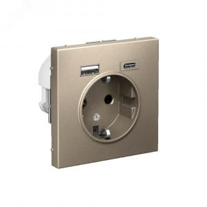 ARTGALLERY розетка 16А с 2 USB A+C, 5В/2,4А/3,0А, 2х5В/1,5А, механизм, шампань GAL000532