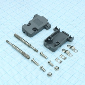 DS1045-09AP1L1-A, Кожух для D-SUB разьема 9 pin с удлиненными винтами, пластик, серый