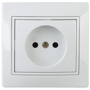 1-201-01 Розетка 2P, 16А-250В, IP20, СУ, Plano, белый (10/200/2400) Б0027607