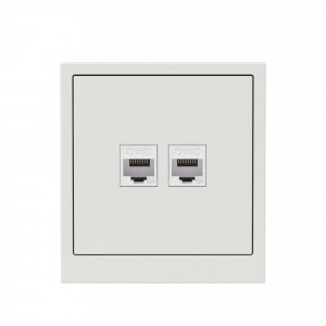 Компьютерная розетка RJ-45 без шторки, кат.6А двойная, KANT, белый песок 7010674