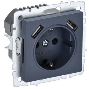 BRITE Роз. с з/к/ш 16А с USB A+A 3,1А РЮш10-2-БрМ мар. BR-R14-16-U21-D31-K35