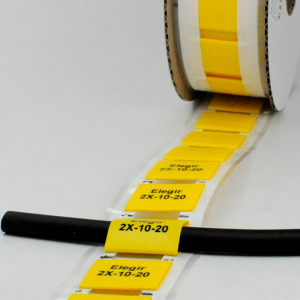 Маркер плоский MFSS-2X-10-20х2-Y, Маркер термоусадочный, для маркировки и изоляции проводов и кабелей, длина 20 + 20 мм, диаметр провода: 5 - 10 мм, цвет желтый, для принтера: RT200, RT230, в упаковке 600 маркеров