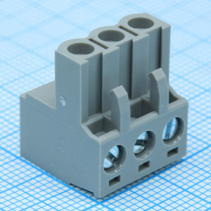 2EDGKF-5.0-03P-11-00A(H), Соединительный разъем винтовой 3 контакта шаг 5.0мм серый
