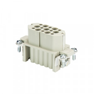 Розеточная контактная вставка HD BUC 15 25, Розеточная контактная вставка, обжимная фиксация, 15 полюсов + PE, типоразмер 10A, 250V, 10A, (обжимные контакты поставляются отдельно)