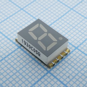 KCSC03-105, 1 разрядный сегментный индикатор smd 7,62мм/красный/630нм/3.6-6.4мкд/ОК