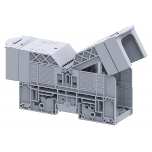 Болтовая клемма PTB300SH, Болтовая клемма, М16, схема: болт - болт, с защитными крышками тип фиксации провода: болтовой, номинальное сечение: 300 мм кв., 520A, 1000V, ширина: 55 мм, цвет: серый, тип монтажа: DIN35 с защитными крышками