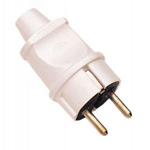 Вилка электрич. с заземл. 16А 220В бел. 10002