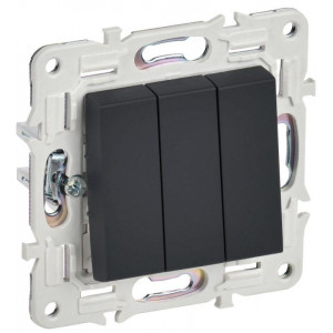 SKANDY Выключатель 3-клавишный 10А SK-V11G графит IEK SK-V30-0-10-K53