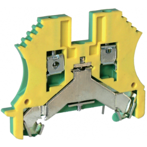 Заземляющая клемма UKJ-W2.5JD, Заземляющая клемма, тип фиксации провода: винтовой, номинальное сечение: 2,5 мм кв., ширина: 5,2 мм, цвет: желто-зеленый, тип монтажа: DIN35