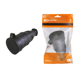 Розетка переносная с заглушкой каучук 2Р+РЕ 16А 250В IP44 SQ0612-0002