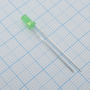 FYL-3044GD1C, Светодиод 3мм/зеленый/568нм/30мкд/100°/цилиндр