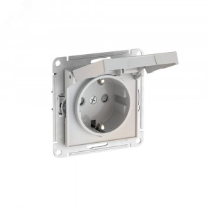 ATLASDESIGN РОЗЕТКА с заземл. со шторк. с крышкой, 16А, IP20,мех., быстрозажимные клеммы, ЖЕМЧУГ ATN000446S