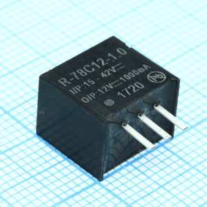 R-78C12-1.0, Преобразователь DC/DC, без изоляции, вход 15-42В: выход 12В 1А 12Вт SIP3