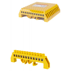 Шина "PE" "земля" в желтом изоляторе на DIN-рейку 8x12мм 12 групп SQ0801-0217