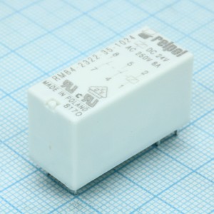 RM84-2322-35-1024, Миниатюрное силовое реле 8А две контактных группы на замыкание катушка 24В 1440 Ом