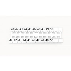 Маркировка (в кассетах) ZK5-24P-19-15Z(H), Кассета с маркировочными шильдиками, для клемм сечением 2,5 мм.кв., боковая, 24 шильдика, нанесенные символы: 41...50 + 2 чист, 2 ряда с вертикальным расположением, размер шильдика: 4,6 х 5 мм, цвет: белый
