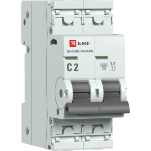 Автоматический выключатель 2P 2А (C) 6кА ВА 47-63N PROxima M636202C