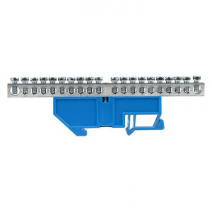 Шина нулевая N 6х9 20 отверст. цинк син. изолятор на DIN-рейку PROxima sn1-63-20-d