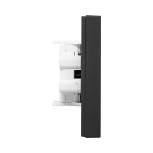 Механизм розетки двойной, 16А, без заземления, со шторками, с рамкой, ч-рный Эпика EKF UP1-SOB-201