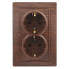 1-205-10 Розетка 2X2P+E Schuko, 16А-250В, IP20, СУ, Plano, венге (10/100/1200) Б0030072