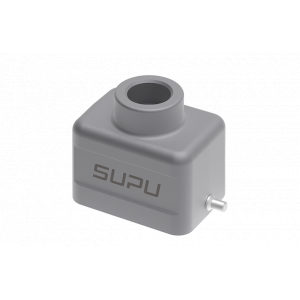 Крышка разъема S6B-TE-2B-M20, Крышка разъема на кабель, типоразмер 6B, без уплотнителя, 1 отверстие с резьбой для кабельных вводов M20x1,5, с верхним расположением, без защелки (упоры под одну защелку), материал корпуса: алюминиевый сплав