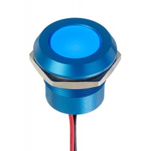 Q22Y5ABXXB12E, Светодиодные панельные индикаторы BLU LED 12VDC 22mm Anodized, Wire