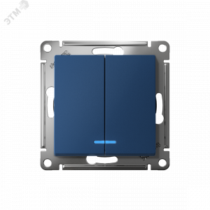 Выключатель 2-кл. AtlasDesign (сх. 5а) 10AX с подсветкой механизм аквамарин SE ATN001153