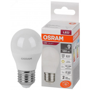 Лампа светодиодная LED Value LVCLP60 7SW/830 7Вт шар матовая E27 230В 10х1 RU OSRAM 4058075579804