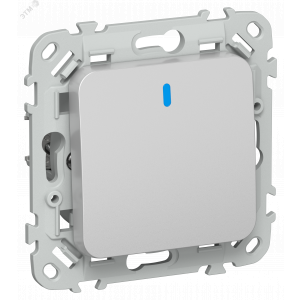 FLITE Выключатель 1-клавишный проходной с индикацией 10А ВС61-1-1-ФлА алюминий IEK FI-V12-1-10-1-K47