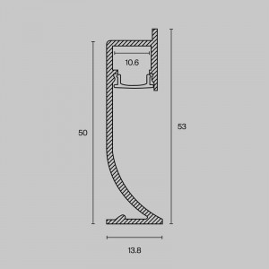 Профиль алюминиевый плинтус с подсветокой 53х14 Maytoni ALM-5314-S-2M