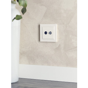 BRITE Розетка двойная TV+SAT РТВ/РСп12-БрЖ жемчуг BR-AF20-O-K36