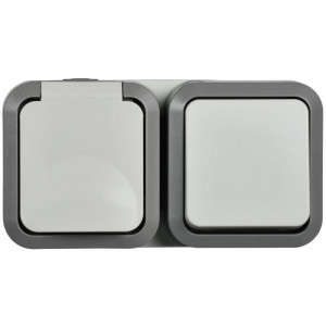 Блок ОП розетка + выключ. горизонт. TORS 16А IP55 TS242 бел. TS-G10-6-55-V-K41