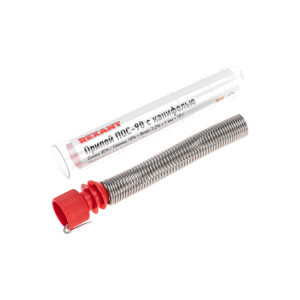 Припой с канифолью ПОС-90 10гр  1.0мм, Припой трубчатый с канифолью REXANT, 10 г, d1.0 мм, (олово 90%, свинец 10%), колба